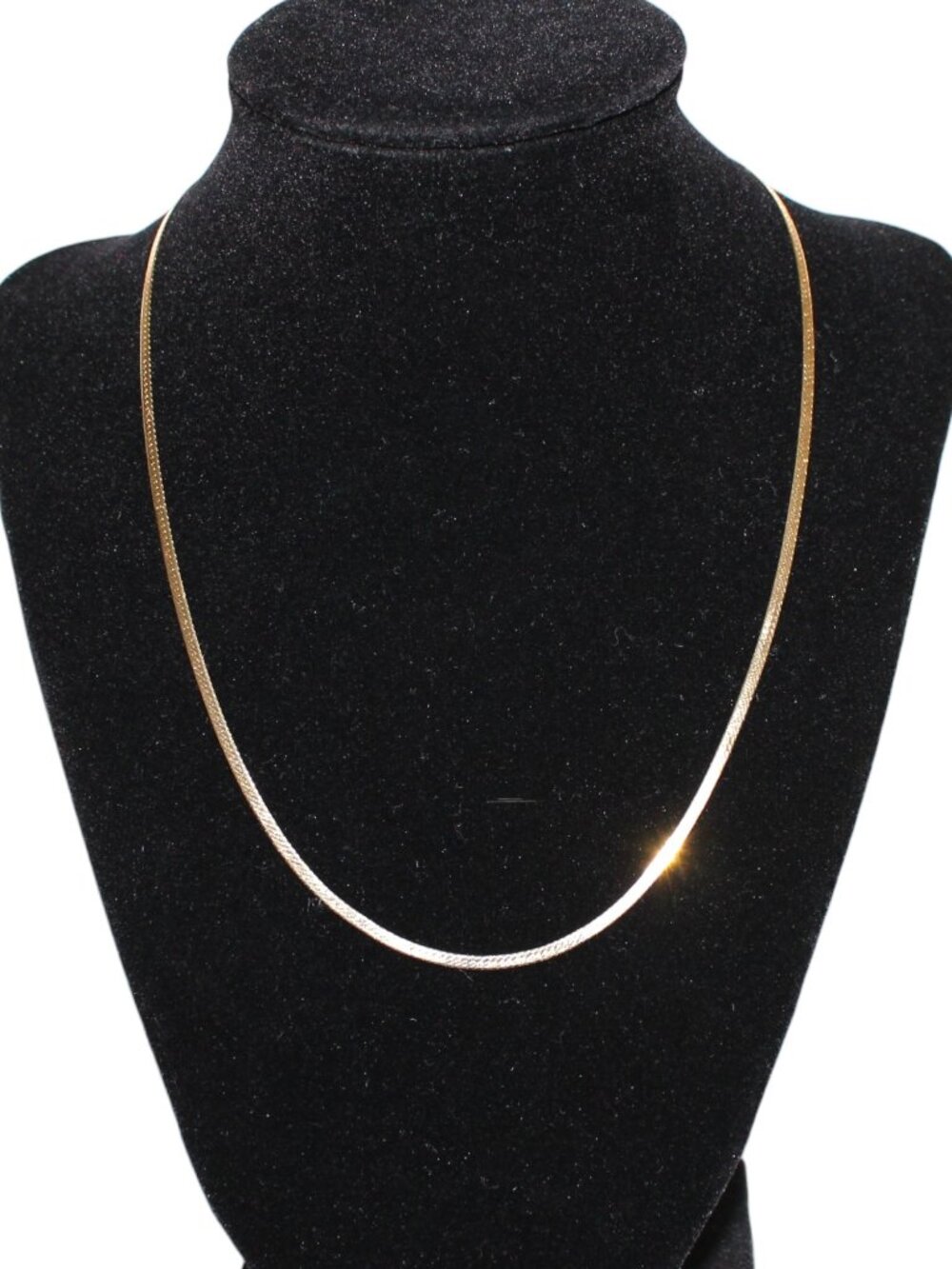 Vintage 14k Solid Gold 585 Gold Herringbone Flat Necklace Made in Italy